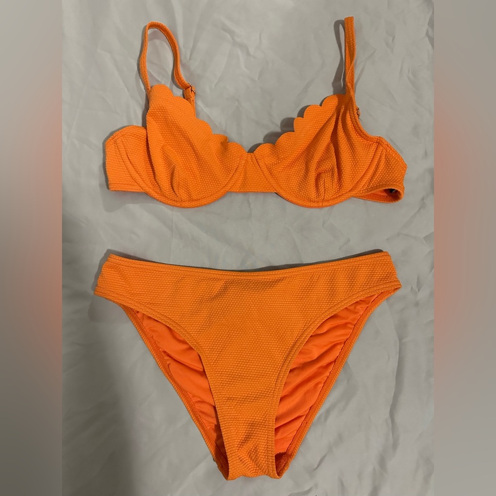 Kate Spade Vibrant Orange Scalloped Bikini
